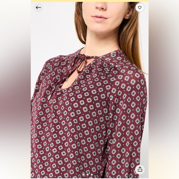 Michael Michael Kors Burgundy Geometric Print V-Neck Long Sleeve Top sz 3X - Picture 7 of 9